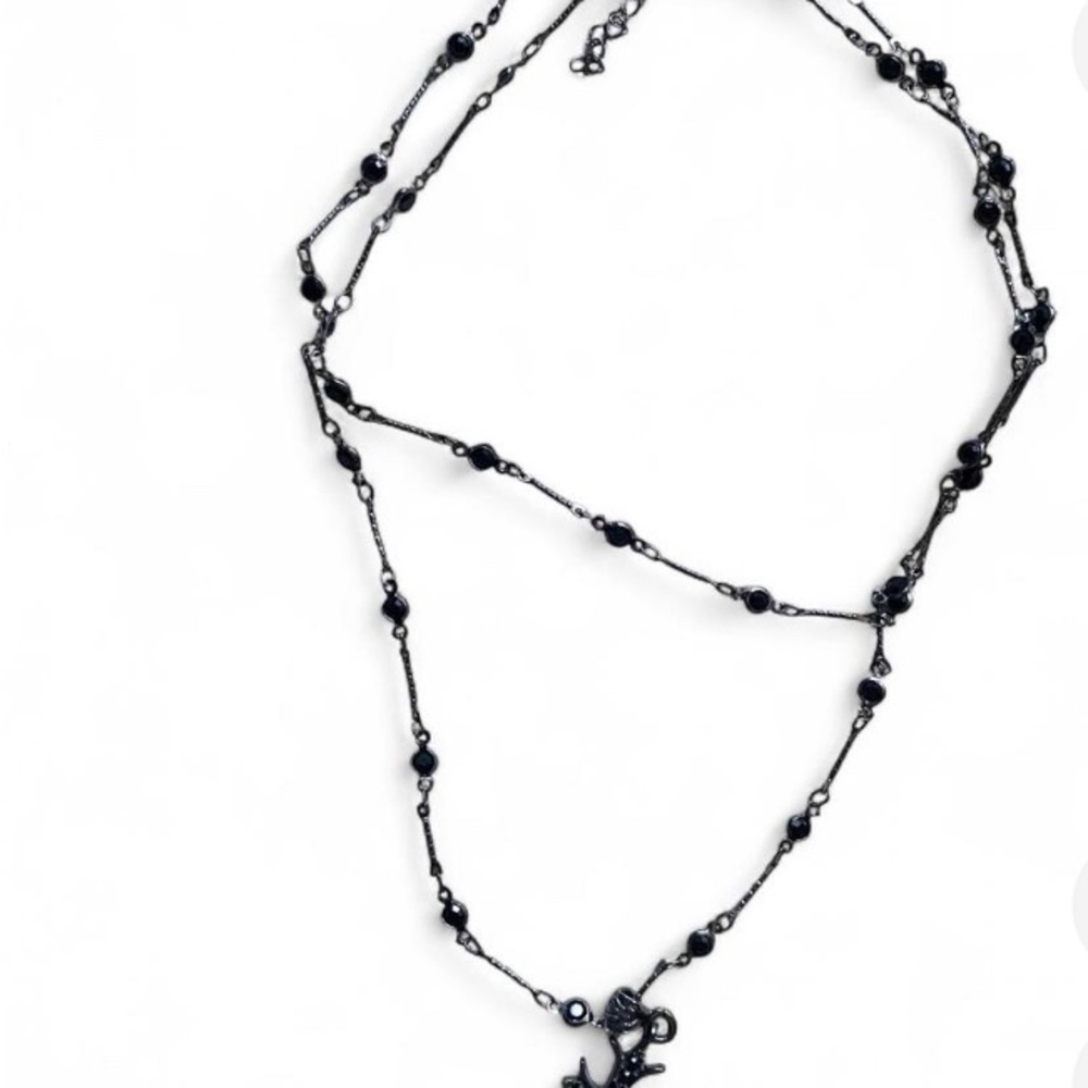 Black beaded cross necklace w/ 2 strands